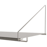 Frama Shelf Library wall-mounted shelving unit with metal brackets and adjustable shelves. In stainless steel.