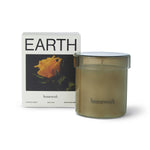 Homework Earth Scented Candle – 180g – A 100% natural candle handcrafted in the UK, featuring a silky blend of rapeseed and coconut wax. Fragranced with responsibly-sourced essential oils, this candle offers a scent profile of floral, earth, spice, and musk. Housed in a warm-toned lidded glass jar that can be reused after the candle has burned down. Palm-free and vegan. Burn time: 35–40 hours.