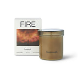 Homework Fire Scented Candle – 180g – A 100% natural candle handcrafted in the UK, featuring a silky blend of rapeseed and coconut wax. Fragranced with responsibly-sourced essential oils, this candle offers a scent profile of smoke, wood, spice, and citrus. Housed in a warm-toned lidded glass jar that can be reused after the candle has burned down. Palm-free and vegan. Burn time: 35–40 hours.