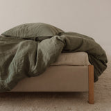 Linnen dekbedovertrek olive