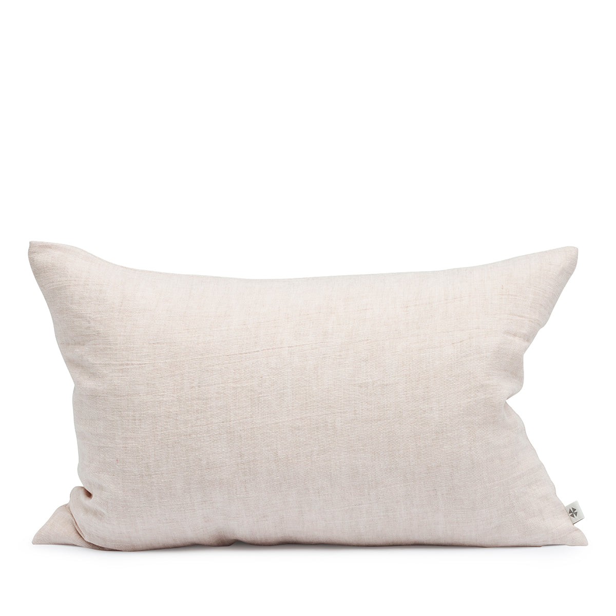 Rectangular linen cushion in Alabaster by By Mölle – 100% pre-washed European linen with a chambray weave of creamy beige and off-white yarns, featuring a soft, neutral shade with pale pink undertones.