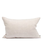 Rectangular linen cushion in Alabaster by By Mölle – 100% pre-washed European linen with a chambray weave of creamy beige and off-white yarns, featuring a soft, neutral shade with pale pink undertones.