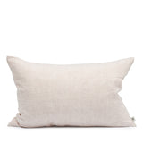 Rectangular linen cushion in Alabaster by By Mölle – 100% pre-washed European linen with a chambray weave of creamy beige and off-white yarns, featuring a soft, neutral shade with pale pink undertones.