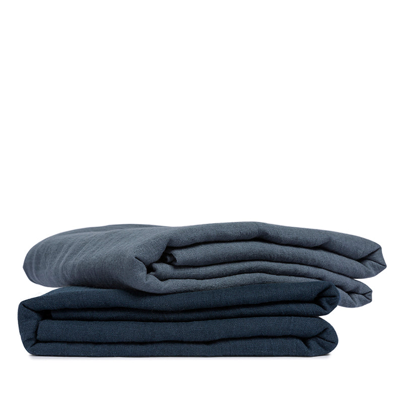 By Mölle linnen laken faded blue en indigo