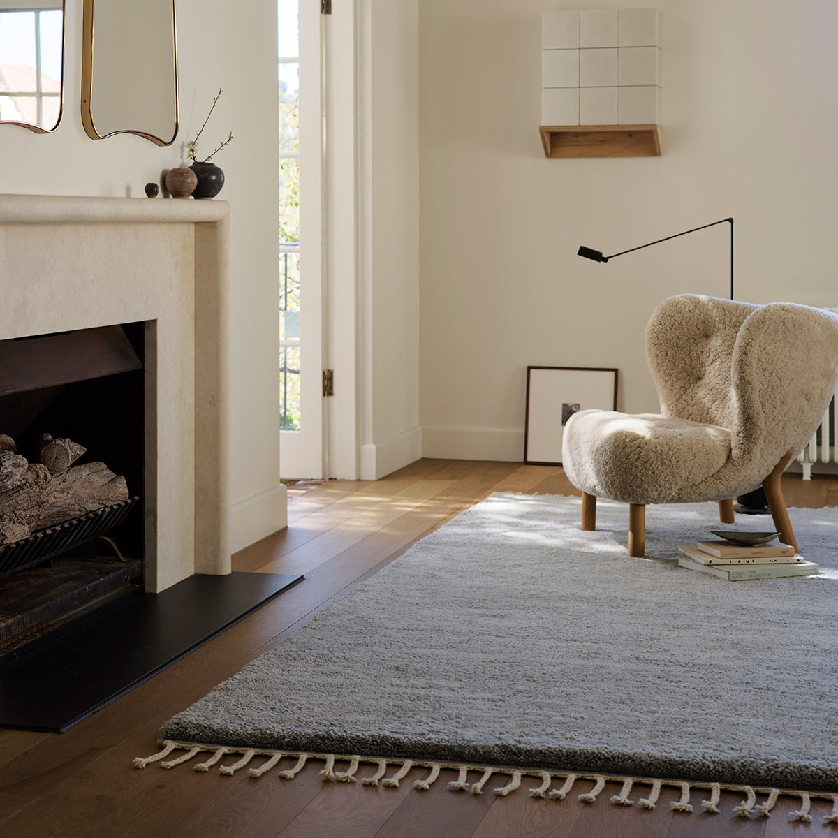 Petra Rug by Armadillo, hand-knotted from pure wool, available in various neutral tones, featuring a subtle texture and minimalist design that adds warmth and elegance to any interior.