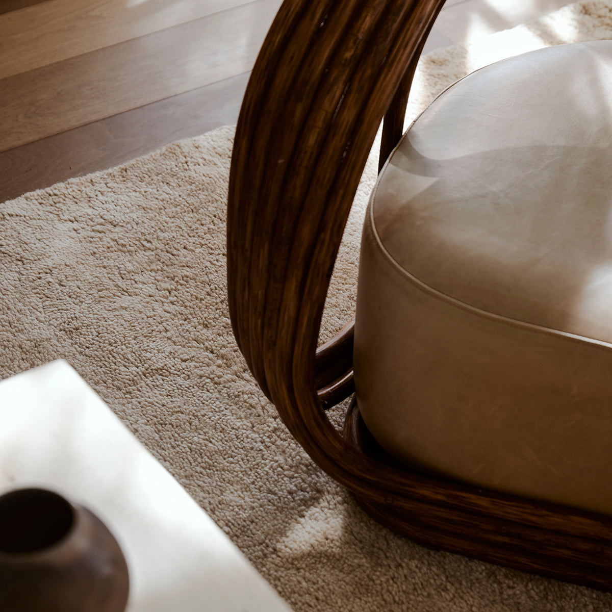 Petra Rug by Armadillo, hand-knotted from pure wool, available in various neutral tones, featuring a subtle texture and minimalist design that adds warmth and elegance to any interior.