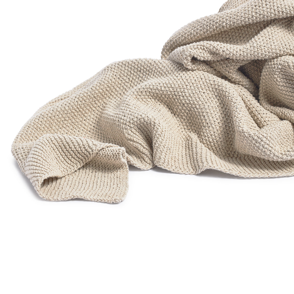 By Mölle plaid van gerecycled denim in de kleur sand
