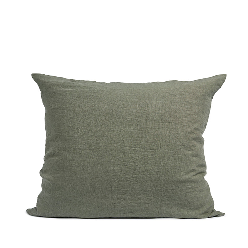 Olijfgroen linnen pillow case