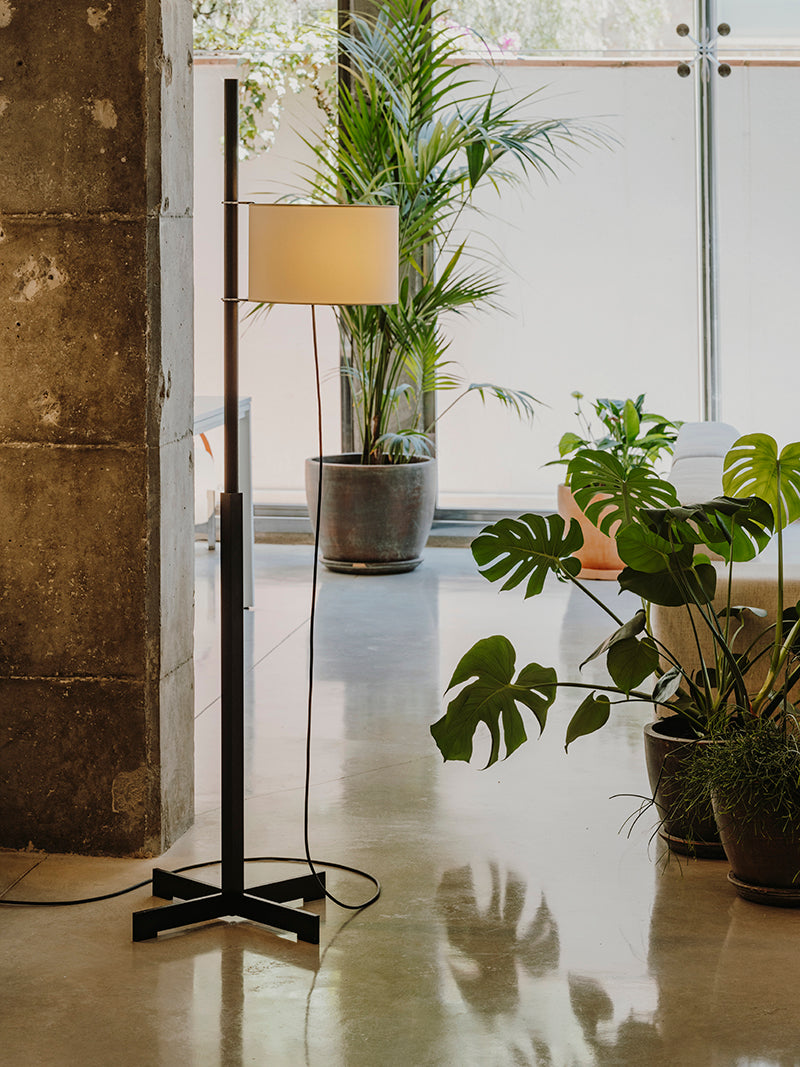 Dark wood floor lamp