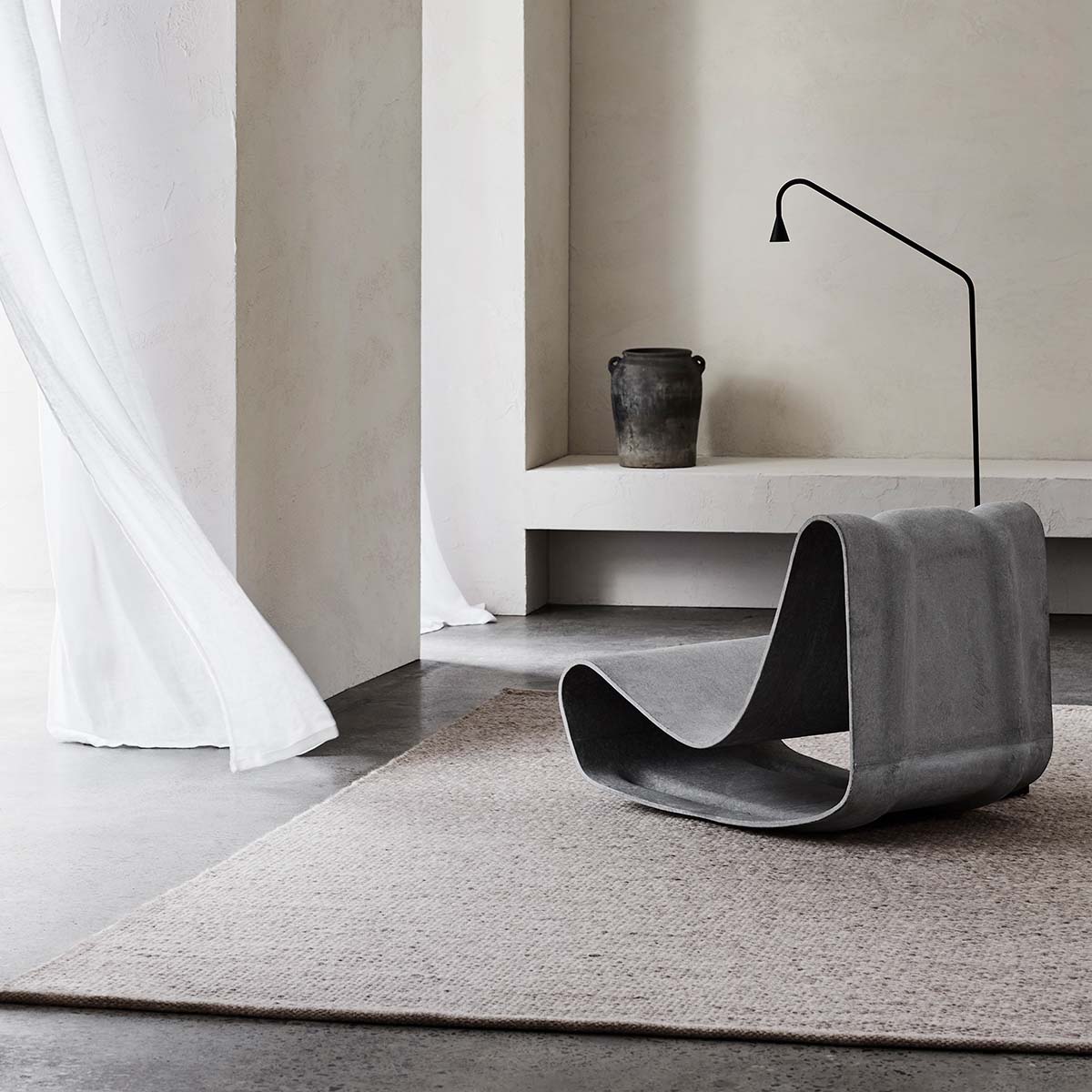 Pompeii rug by By Mölle in ‘Rye’ – handmade, low-pile, 100% wool rug with timeless design for a warm, minimalist interior