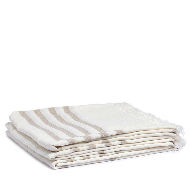 Linnen hamamdoek wit/flax By Mölle
