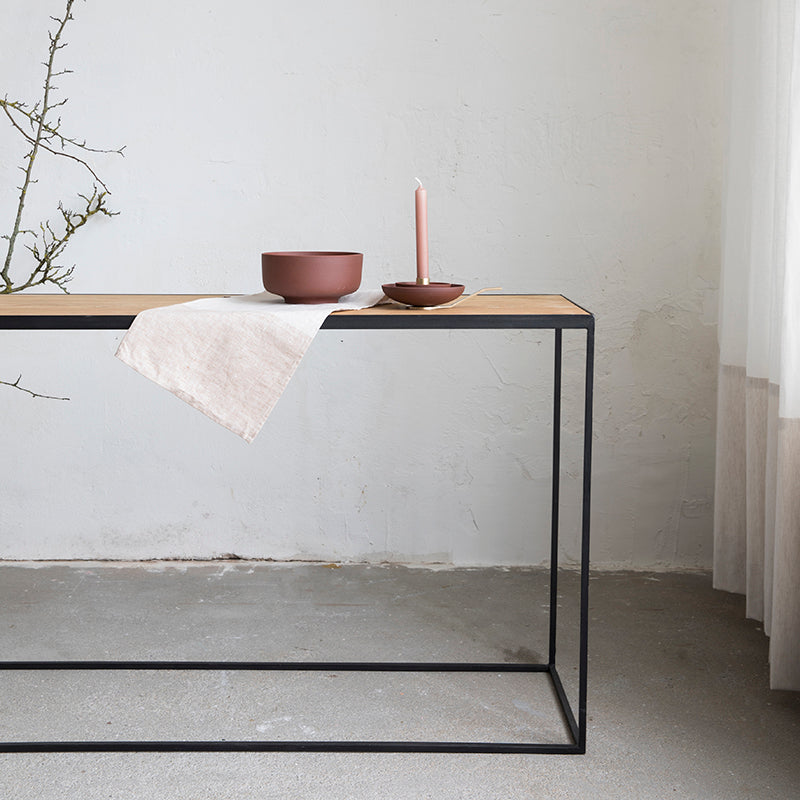 Solid steel oak wood side table