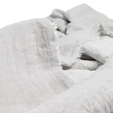 Linen tablecloth misty grey fringe