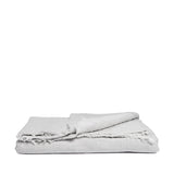 Linen tablecloth misty grey fringe