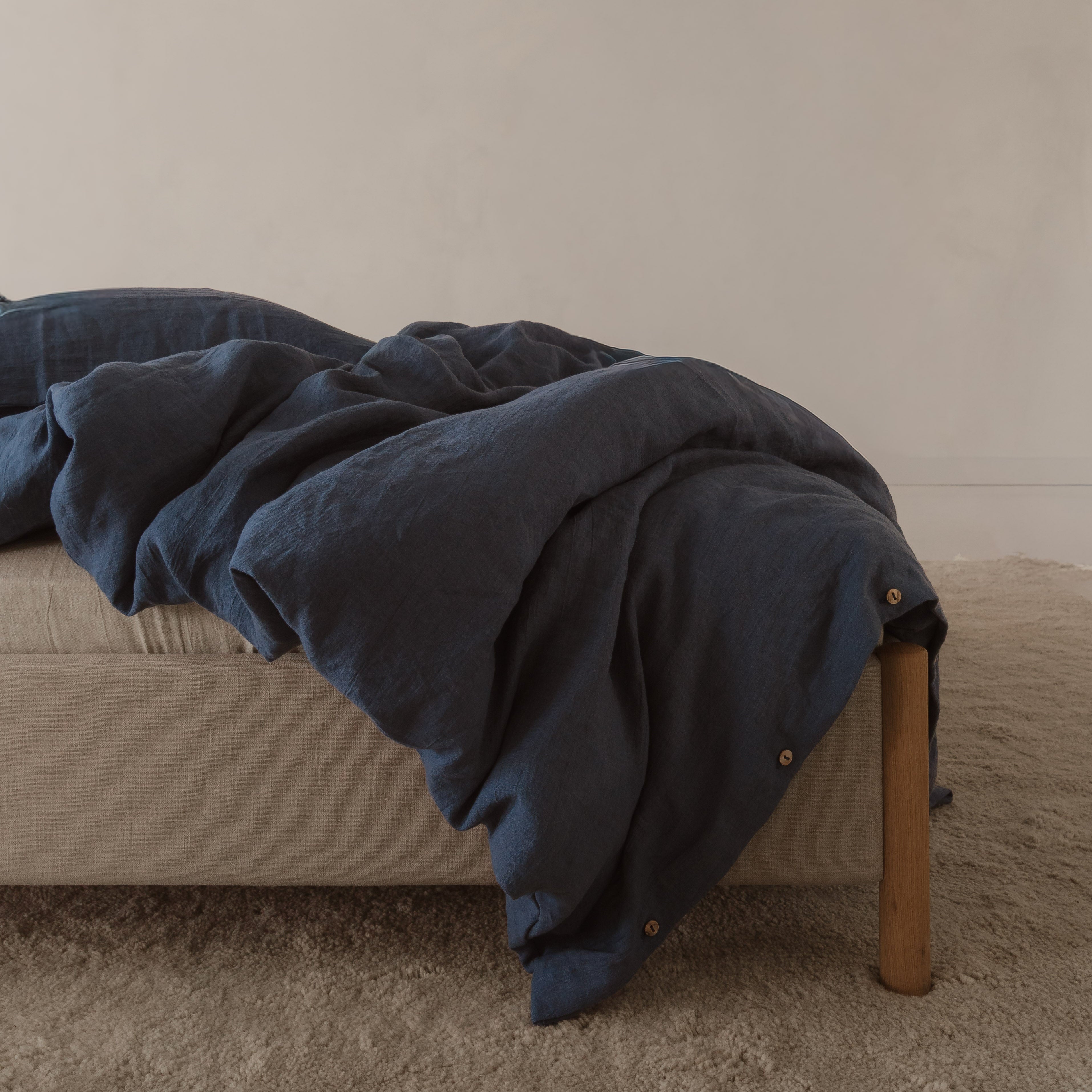 linnen dekbedovertrek blauw van By Mölle