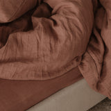 Linen fitted sheet terra