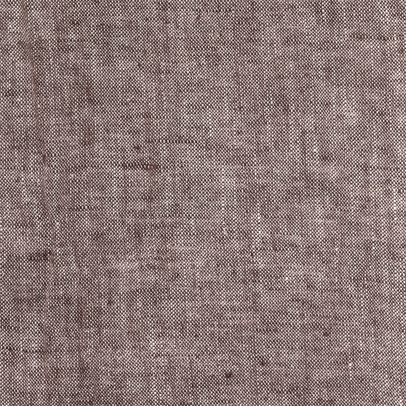 A close-up of a woven fabric texture in a warm plum-brown color, showing the detailed linen weave pattern.