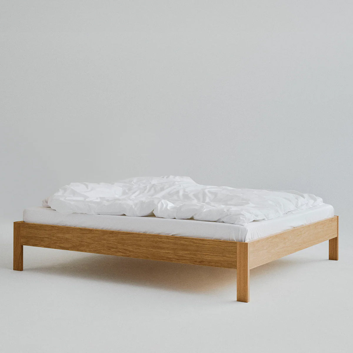 Eiken bed frame zonder hoofdbord, natuurlijk geolied eikenhout.