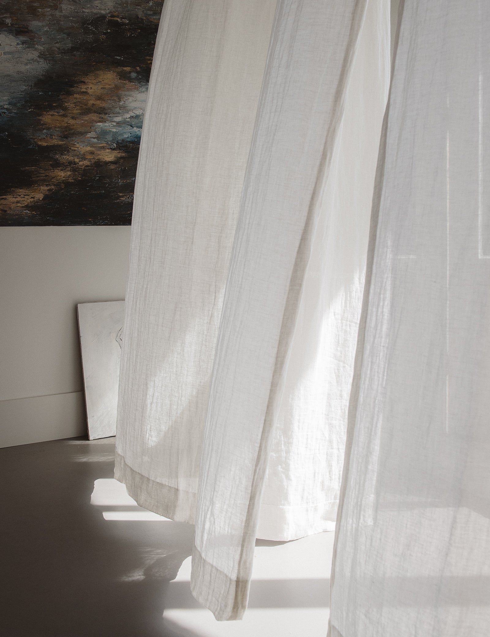 sheer linen curtains in warm white