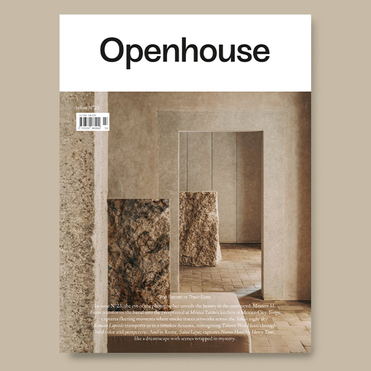 Magazine cover titled 'Openhouse' with a minimalistic interior design image.