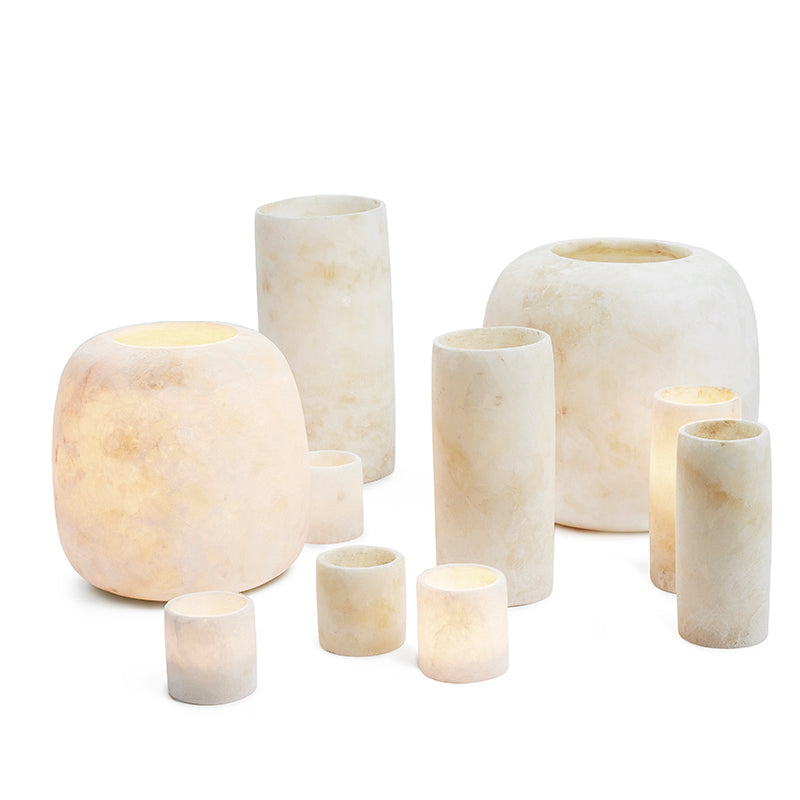 Alabaster candle holder set