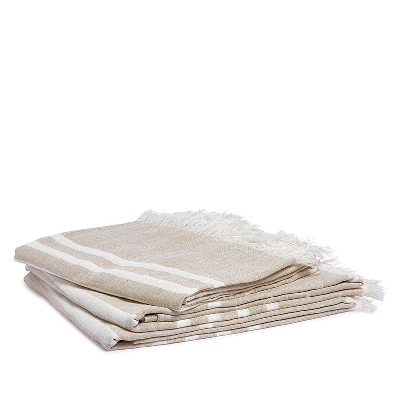 Linen hamam towel white stripe