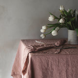 Linen tablecloth coral