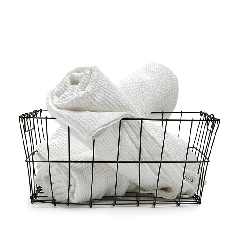 linen waffle towel pure white