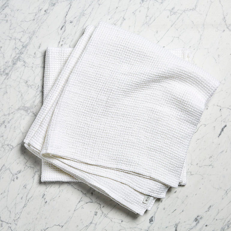 linen waffle towel pure white